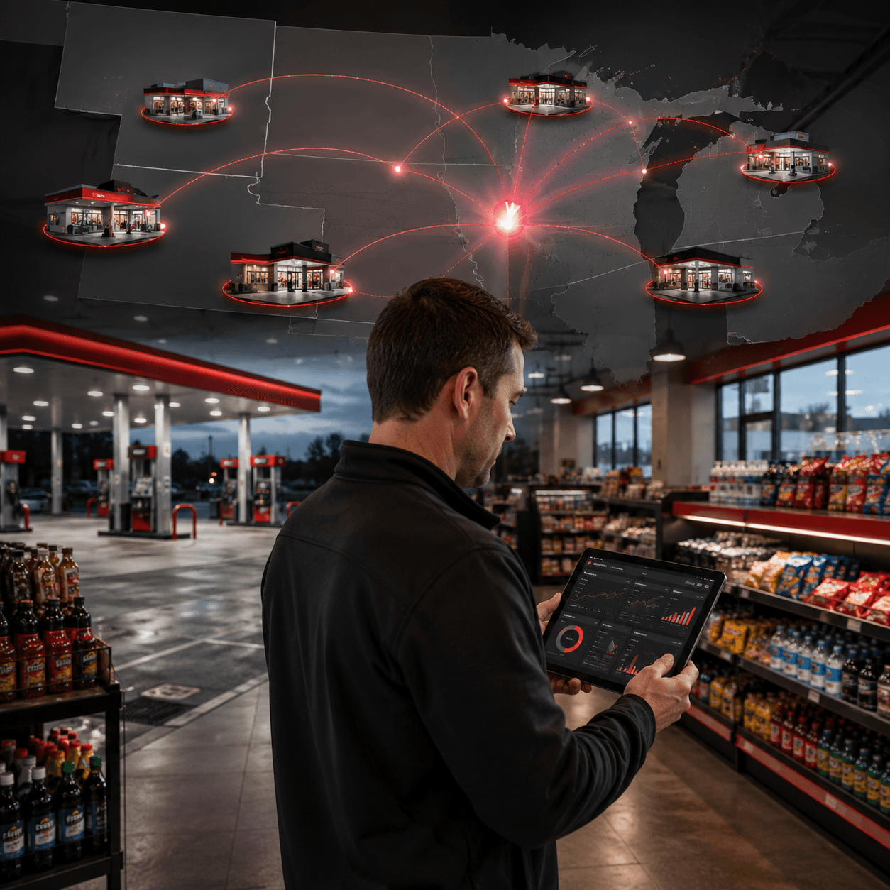 Convenience store operator managing multi-location retail operations after business expansion through acquisition